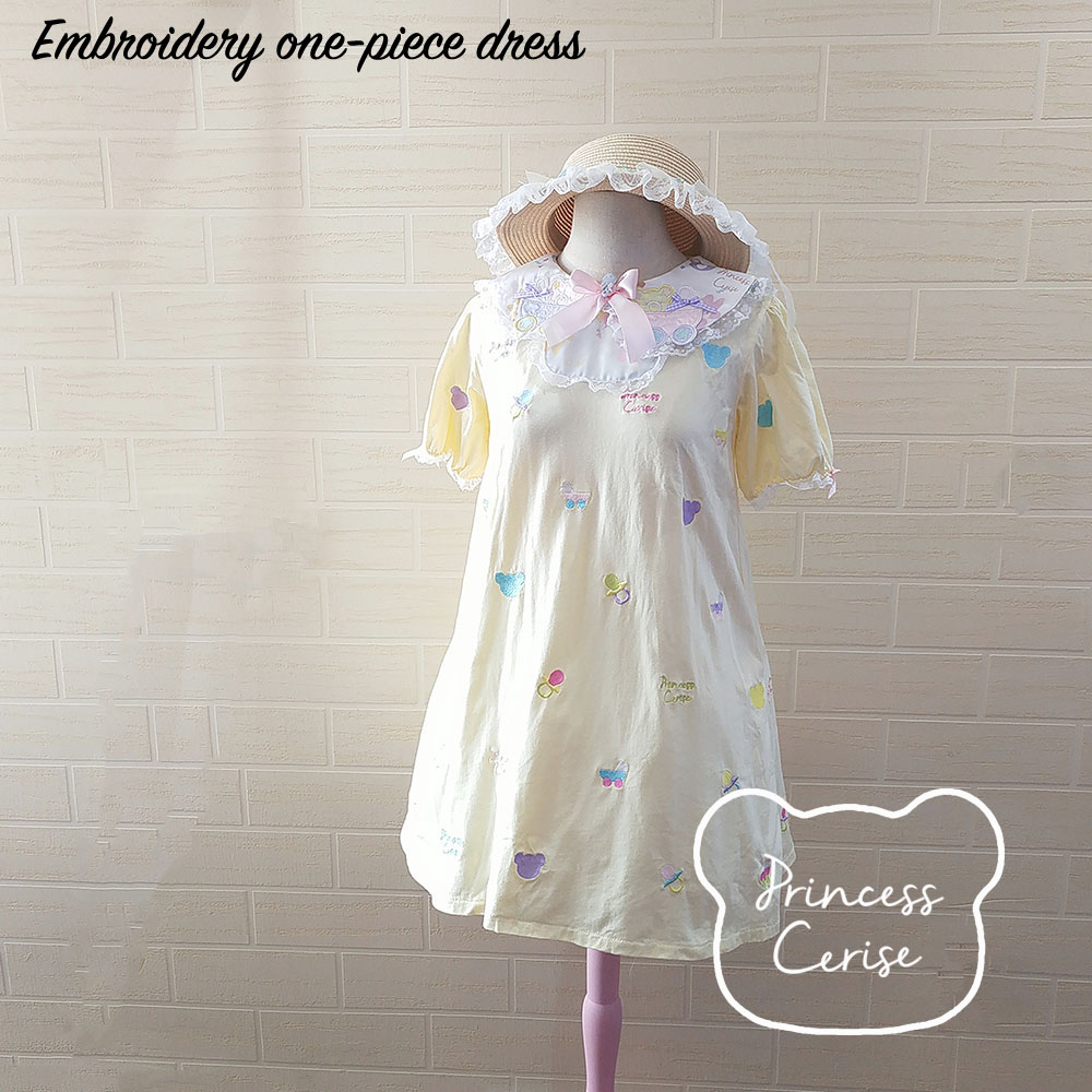 「Princess Cerise Handmade」Handmade Doll collar cotton one-piece dressハンドメイド ワンピース