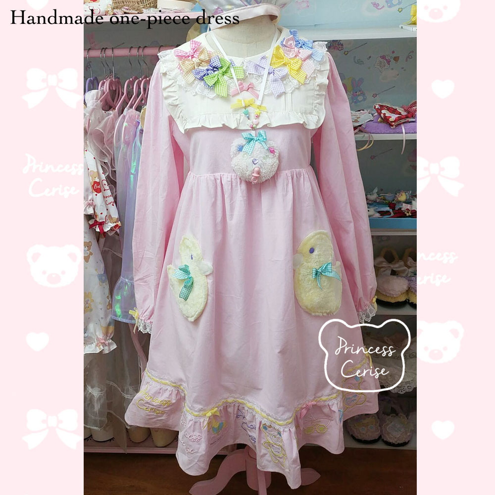  「Princess Cerise Handmade」Handmade cotton one-piece dressハンドメイド ワンピース