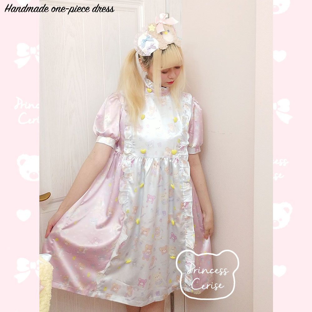 「Princess Cerise Handmade」Handmade High neck collar one-piece dressハンドメイドワンピース