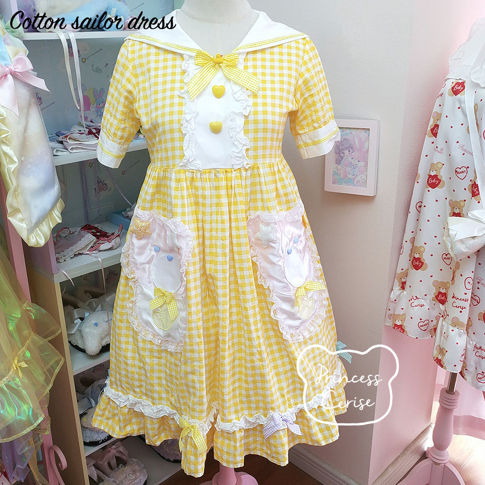 「Princess Cerise Handmade」Handmade cotton sailor dress ハンドメイドコットンセーラードレス