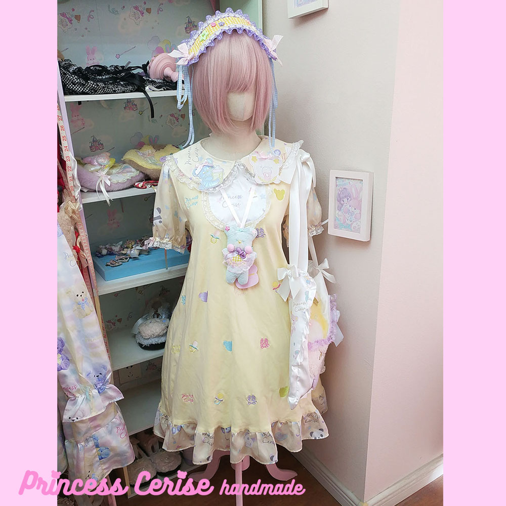 「Princess Cerise Handmade」Handmade cotton one-piece dressハンドメイドワンピース 57426